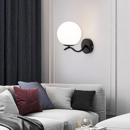 Luxus Iron Holder Spherical Glass Shade 1-Light Wall Sconce