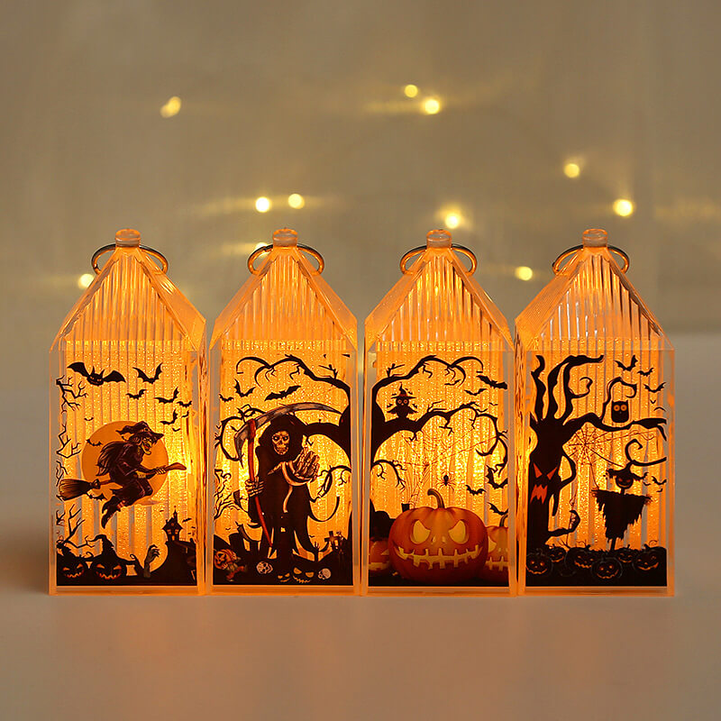 Halloween Pumpkin Portable Skeleton Witch Lantern Decoration Lights