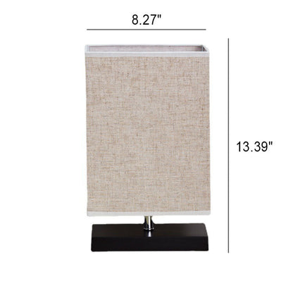 Modern Simplicity Rectangular Linen Black Wooden Base 1-Light Table Lamp