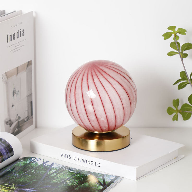 Modern Simplicity Glass Iron Ball Stripe Planet LED Rechargeable Table Lamp for Bedroom