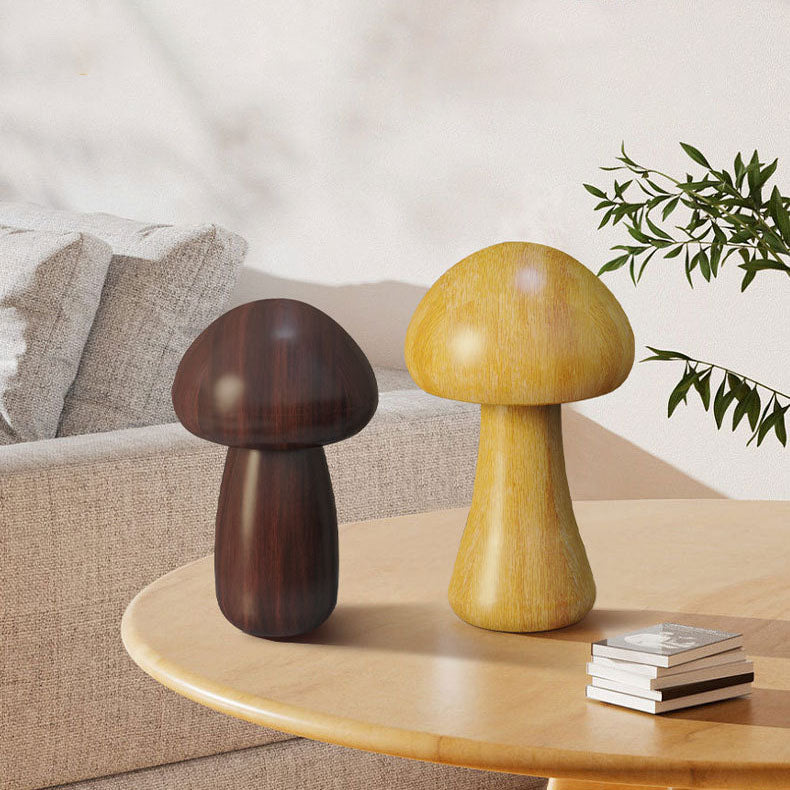Contemporary Creative Mushroom Rubberwood LED Table Lamp