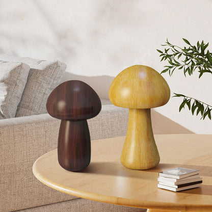 Contemporary Creative Mushroom Rubberwood LED Table Lamp