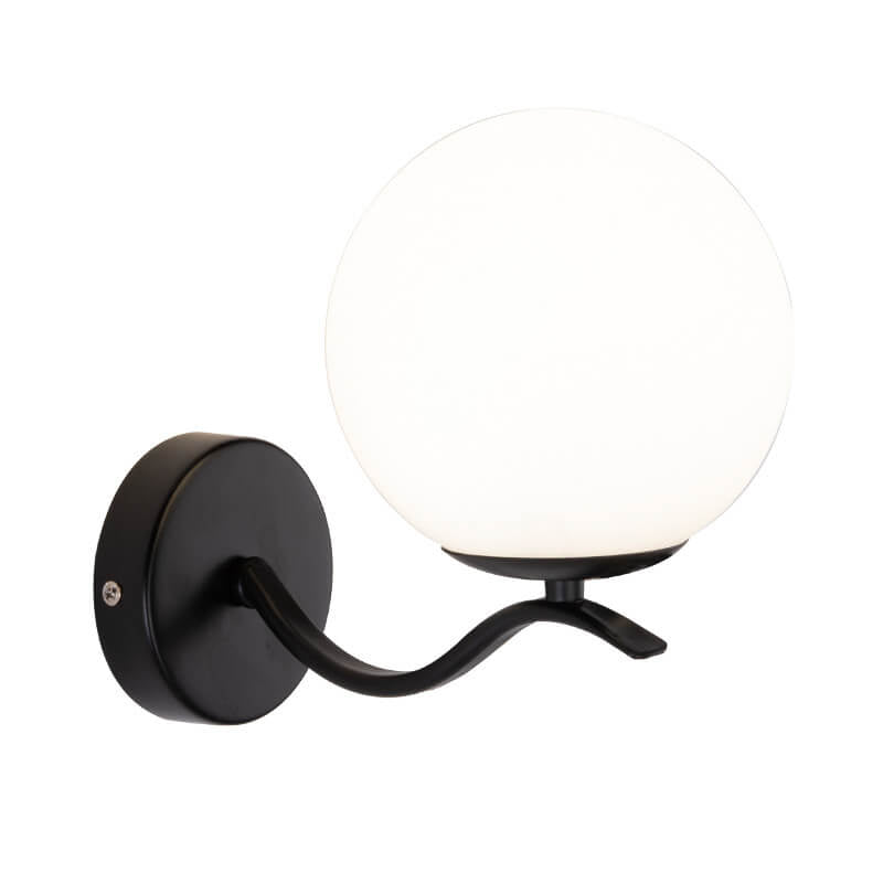 Luxus Iron Holder Spherical Glass Shade 1-Light Wall Sconce