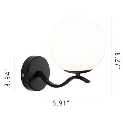 Luxus Iron Holder Spherical Glass Shade 1-Light Wall Sconce