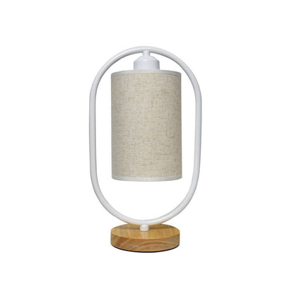 Nordic Linen White Ring 1-Light Dimmable Table Lamp
