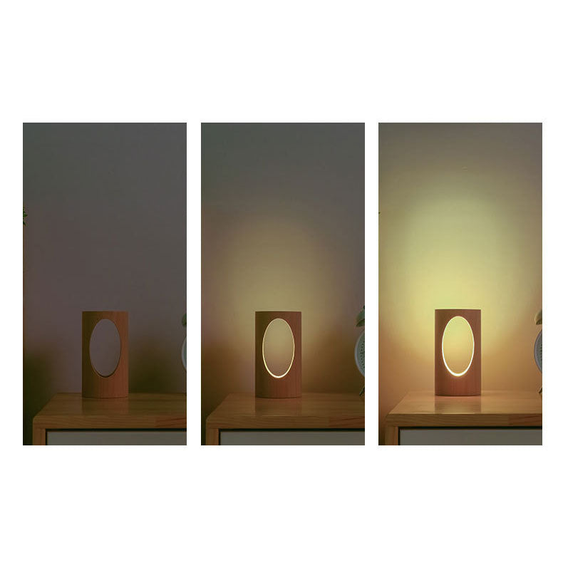 Japanese Solid Wood Rectangular LED Night Lamp USB Table Lamp