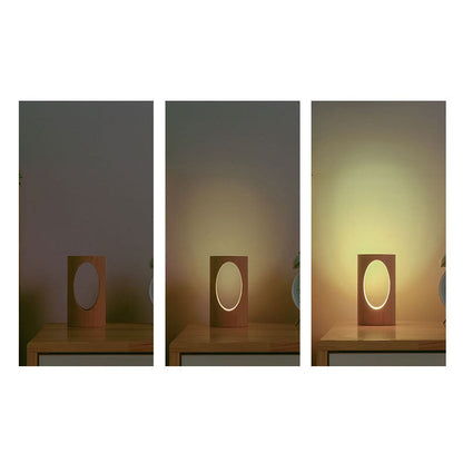 Japanese Solid Wood Rectangular LED Night Lamp USB Table Lamp