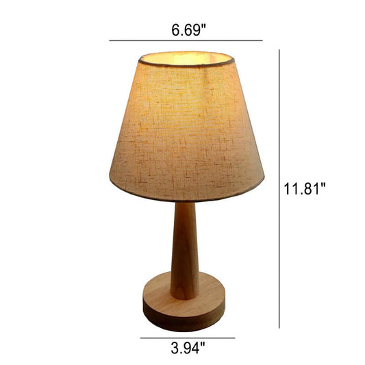 Nordic Minimalist Solid Wood Fabric Cone Table Lamp 1-Light