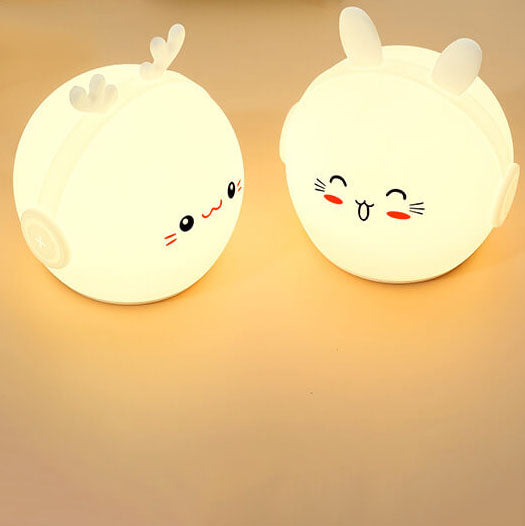 Kreative Cartoon Deer Rabbit Silicone USB LED Night Light Lamp