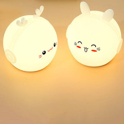 Kreative Cartoon Deer Rabbit Silicone USB LED Night Light Lamp