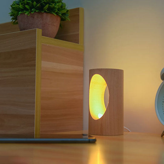 Japanese Solid Wood Rectangular LED Night Lamp USB Table Lamp