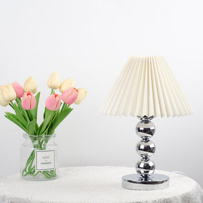 Contemporary Scandinavian Cone Round Hardware Fabric 1-Light Table Lamp for Bedroom