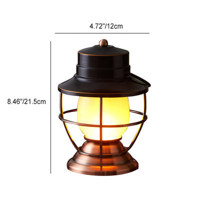 Traditional Farmhouse Waterproof Rechargeable Iron Acrylic Cylinder LED Table Lamp for Living Room
