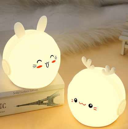 Kreative Cartoon Deer Rabbit Silicone USB LED Night Light Lamp
