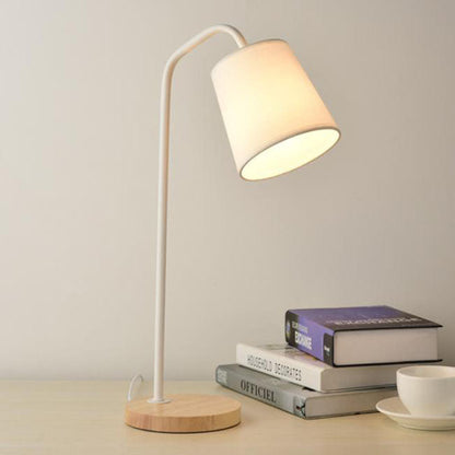 Einfache Stoffkegel-Schirm Wood Base 1-Lamp Table Lamp