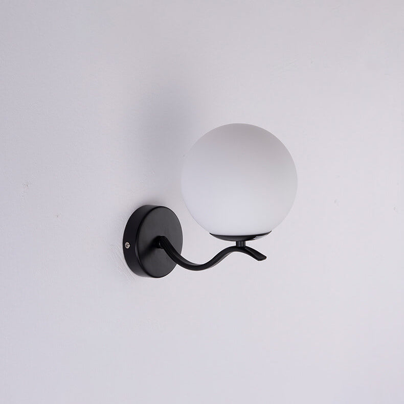 Luxus Iron Holder Spherical Glass Shade 1-Light Wall Sconce