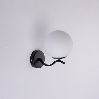 Luxus Iron Holder Spherical Glass Shade 1-Light Wall Sconce