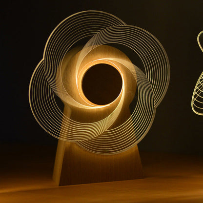 Modern Art Deco Wood Acrylic Observation Wheel USB Rechargeable LED Music Box Table Lamp for Bedroom