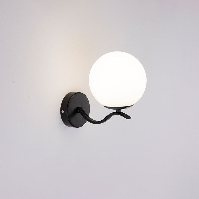 Luxus Iron Holder Spherical Glass Shade 1-Light Wall Sconce