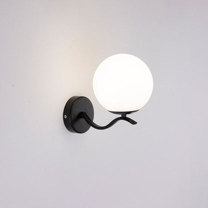 Luxus Iron Holder Spherical Glass Shade 1-Light Wall Sconce