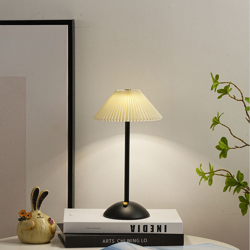 Contemporary Scandinavian Rechargeable Cone LED Table Lamp for Bedroom