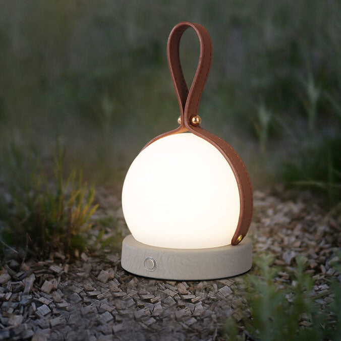 Portable LED USB Night Light Table Lamp - Simple Round Faux Leather