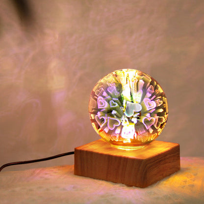 Farbige Glass Ball USB Plug 1-Light LED Decorative Table Lamp