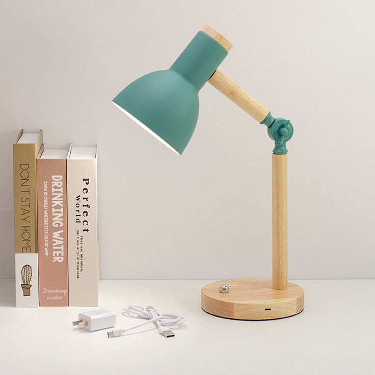 Modern Minimalist Rotatable Wood Iron LED Table Lamp