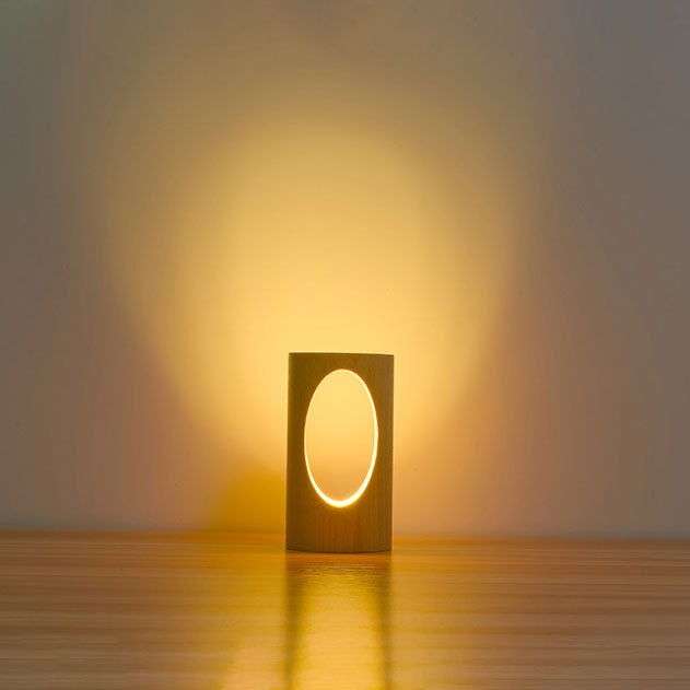 Japanese Solid Wood Rectangular LED Night Lamp USB Table Lamp