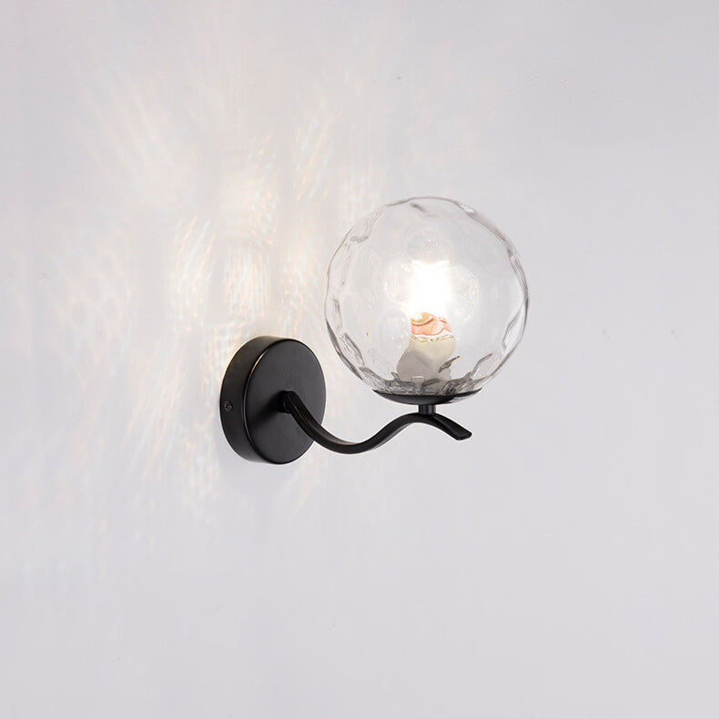 Luxus Iron Holder Spherical Glass Shade 1-Light Wall Sconce