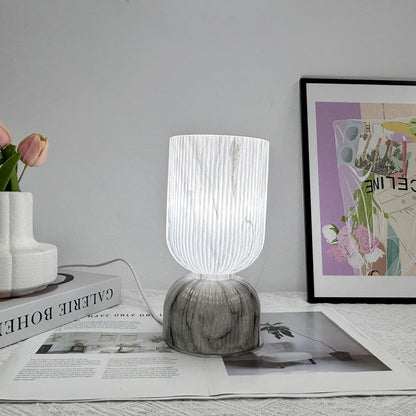 Modern Minimalist Cylinder Funnel Glass 1-Light Table Lamp