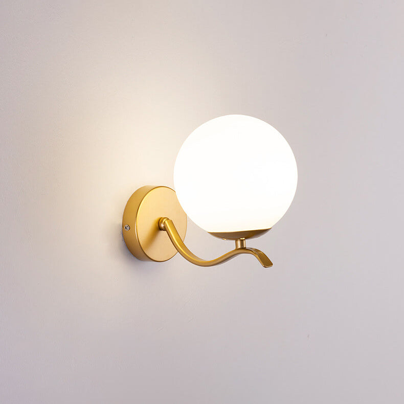 Luxus Iron Holder Spherical Glass Shade 1-Light Wall Sconce