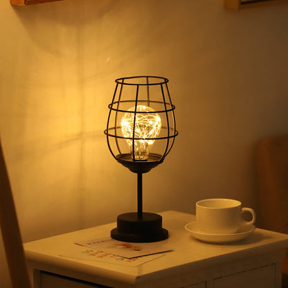 Retro Iron Wine Bottle Night Light Table Lamp LED Decor