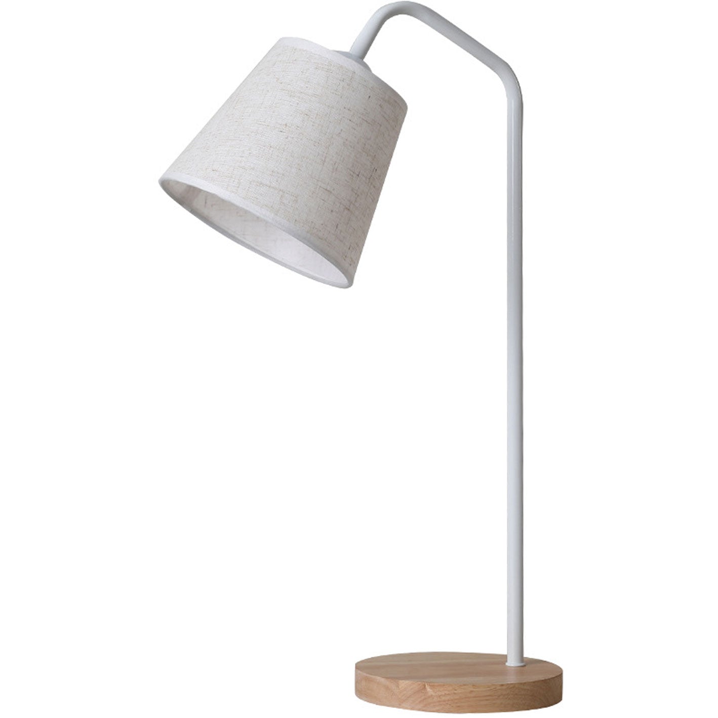 Nordic Minimalist Cone Linen Shade Wooden Base Table Lamp