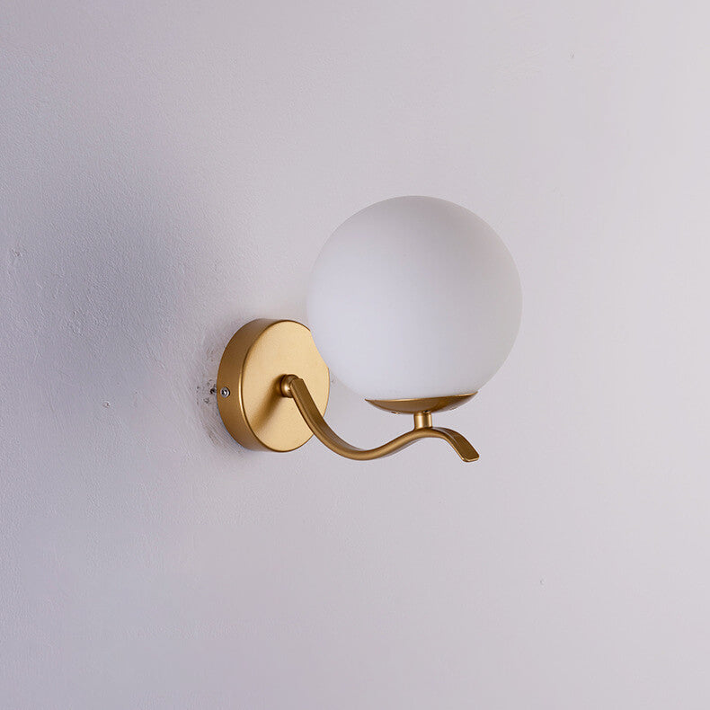 Luxus Iron Holder Spherical Glass Shade 1-Light Wall Sconce