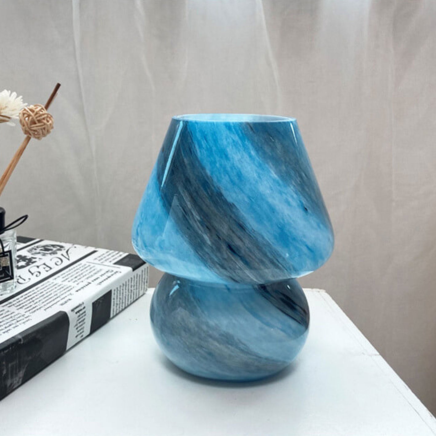 Kreative Handcrafted Glass Planet Design Mushroom Table Lamp