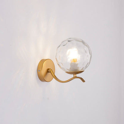 Luxus Iron Holder Spherical Glass Shade 1-Light Wall Sconce