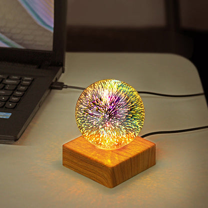 Farbige Glass Ball USB Plug 1-Light LED Decorative Table Lamp