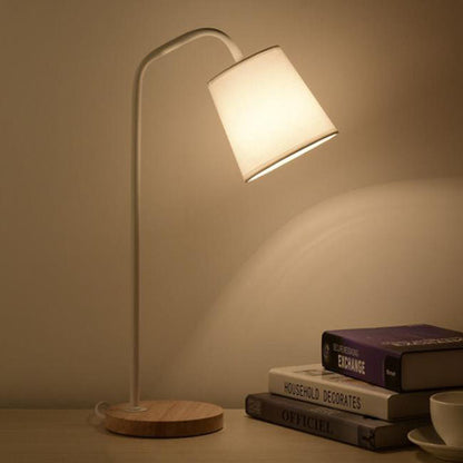 Einfache Stoffkegel-Schirm Wood Base 1-Lamp Table Lamp
