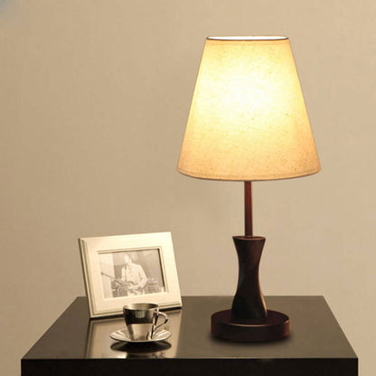 Moderne Minimalistische Solid Wood Fabric 1-Light Table Lamp