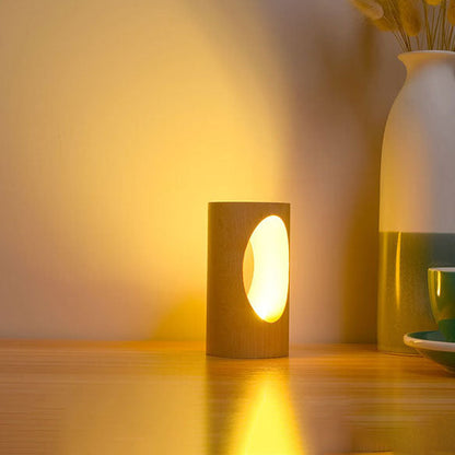 Japanese Solid Wood Rectangular LED Night Lamp USB Table Lamp