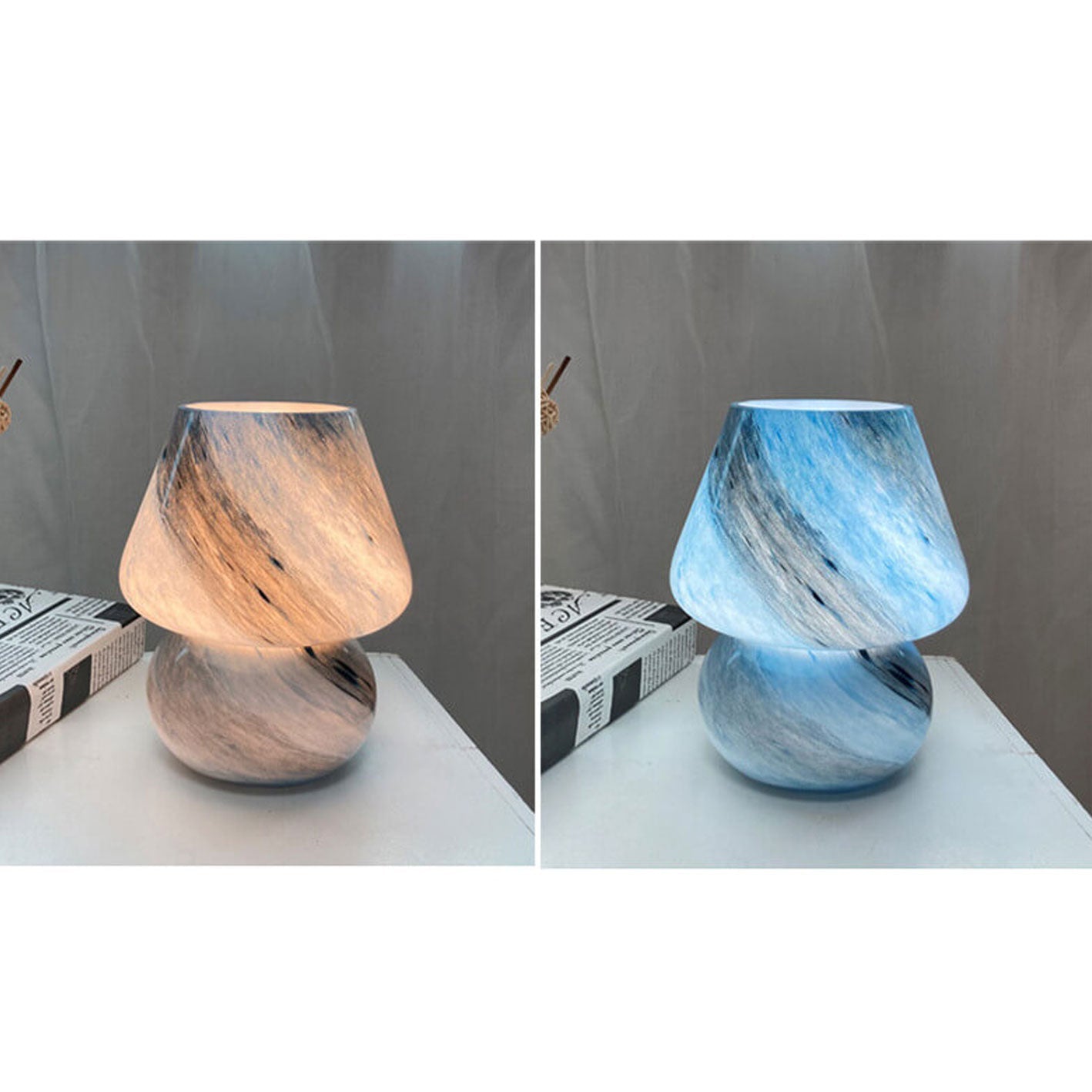 Kreative Handcrafted Glass Planet Design Mushroom Table Lamp