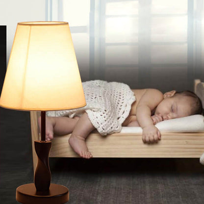 Moderne Minimalistische Solid Wood Fabric 1-Light Table Lamp