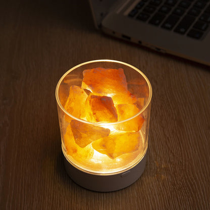 LED Salt Lamp Flame Cup Night Light Table Lamp - Multicolor