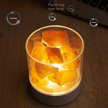 LED Salt Lamp Flame Cup Night Light Table Lamp - Multicolor