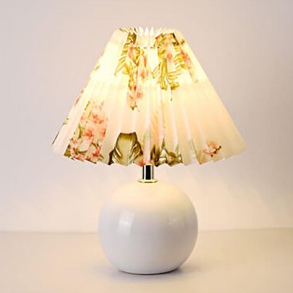 Vintage Fabric Shade Ceramic 1-Light Table Lamp Australia