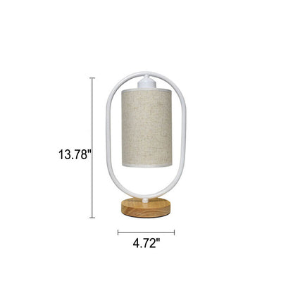 Nordic Linen White Ring 1-Light Dimmable Table Lamp