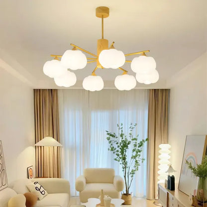 Creative Wooden Cotton Balls Chandelier for Living Room