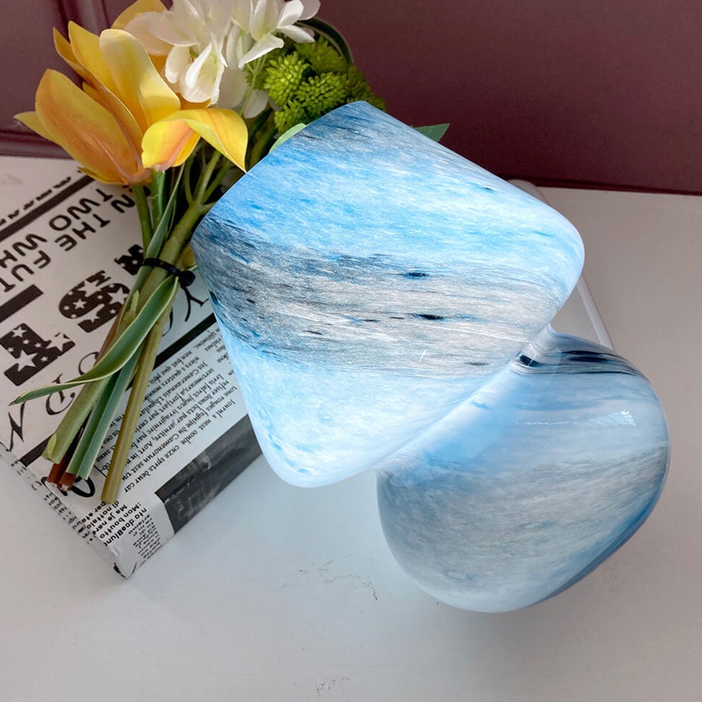 Kreative Handcrafted Glass Planet Design Mushroom Table Lamp