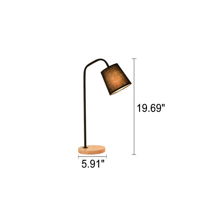 Einfache Stoffkegel-Schirm Wood Base 1-Lamp Table Lamp
